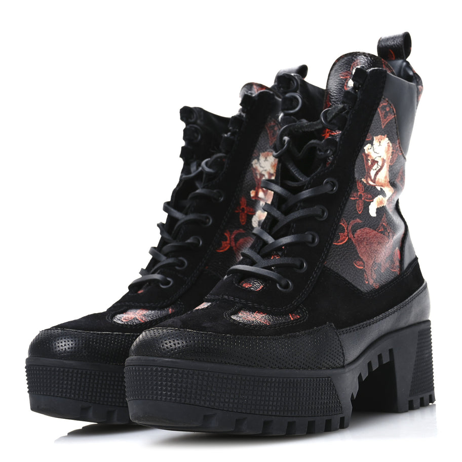 Louis Vuitton Suede Calfskin Catogram Laureate Platform Desert Boots Black Marron Image 4