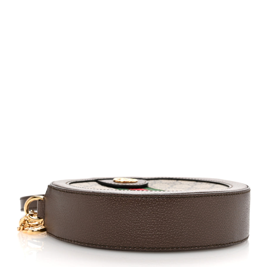 Gucci GG Supreme Monogram Web Mini Ophidia Round Shoulder Bag Brown Image 4