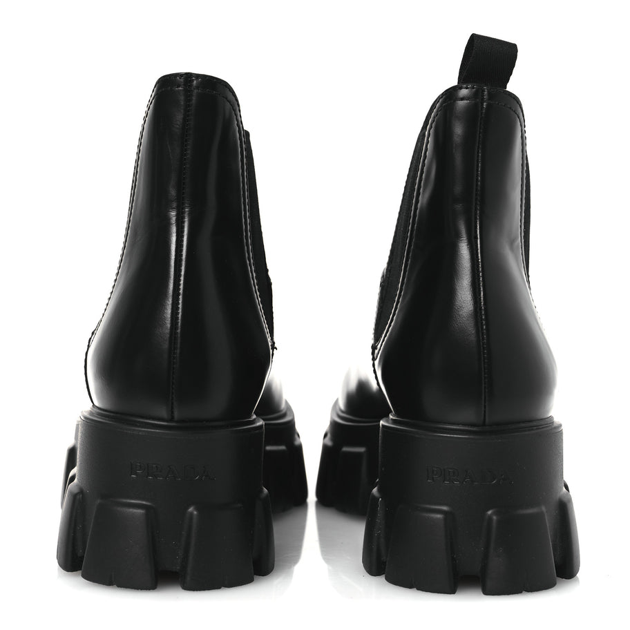 Prada Spazzolato Rois Monolith Chelsea 55mm Ankle Boots 41 Black Image 6