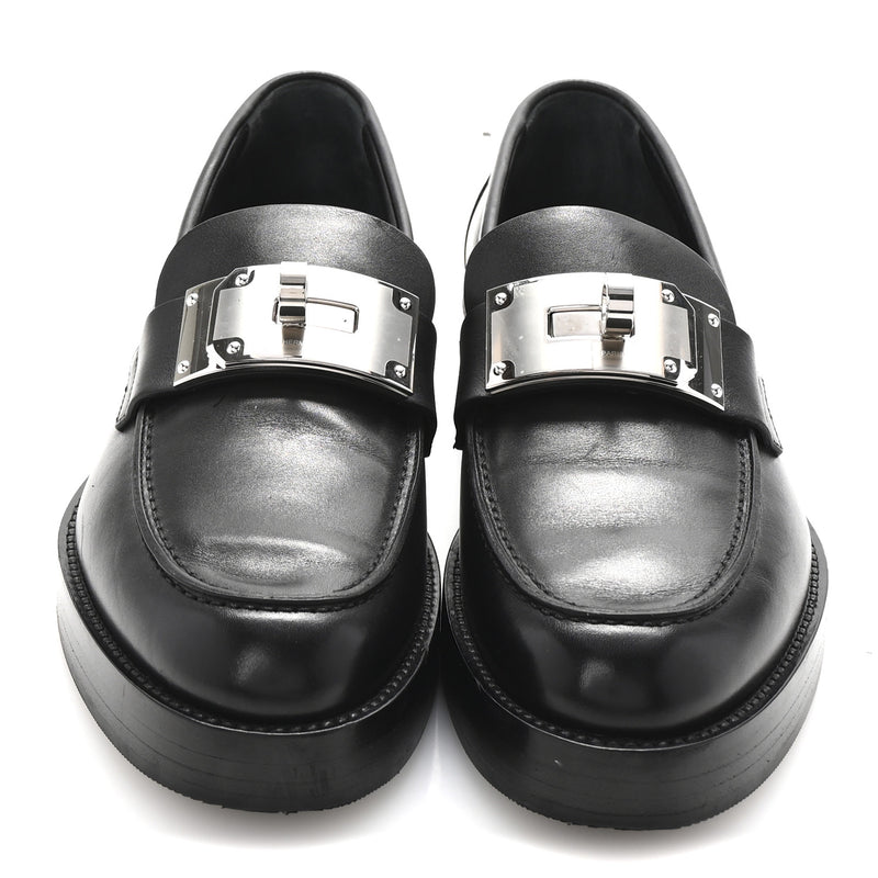  Hermes Calfskin Womens Hot Loafer 38 Black