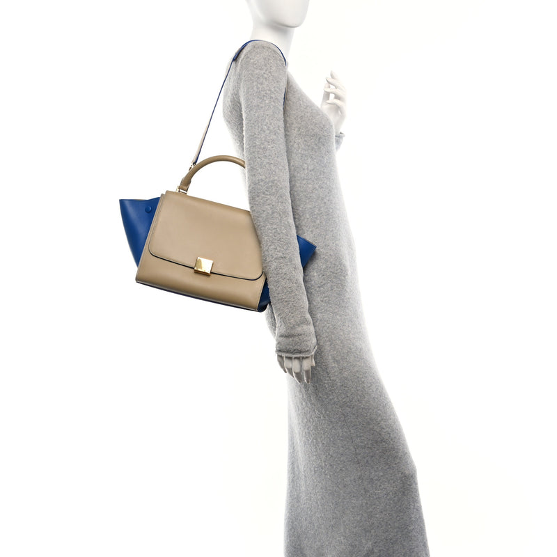  Celine Smooth Calfskin Medium Bi-Color Trapeze Beige Blue