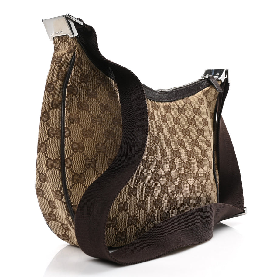 Gucci Monogram Medium Half Moon Hobo Dark Brown Image 3