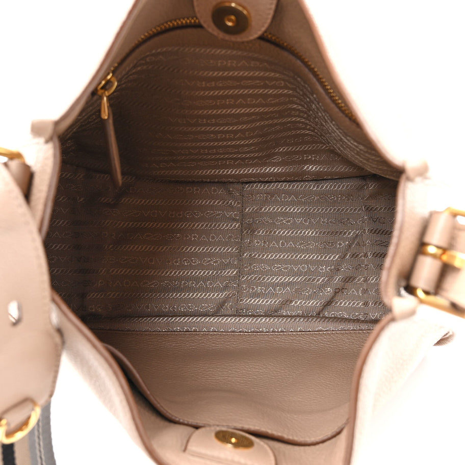 Prada Vitello Daino Soft Hobo Messenger Bag Argilla Image 5