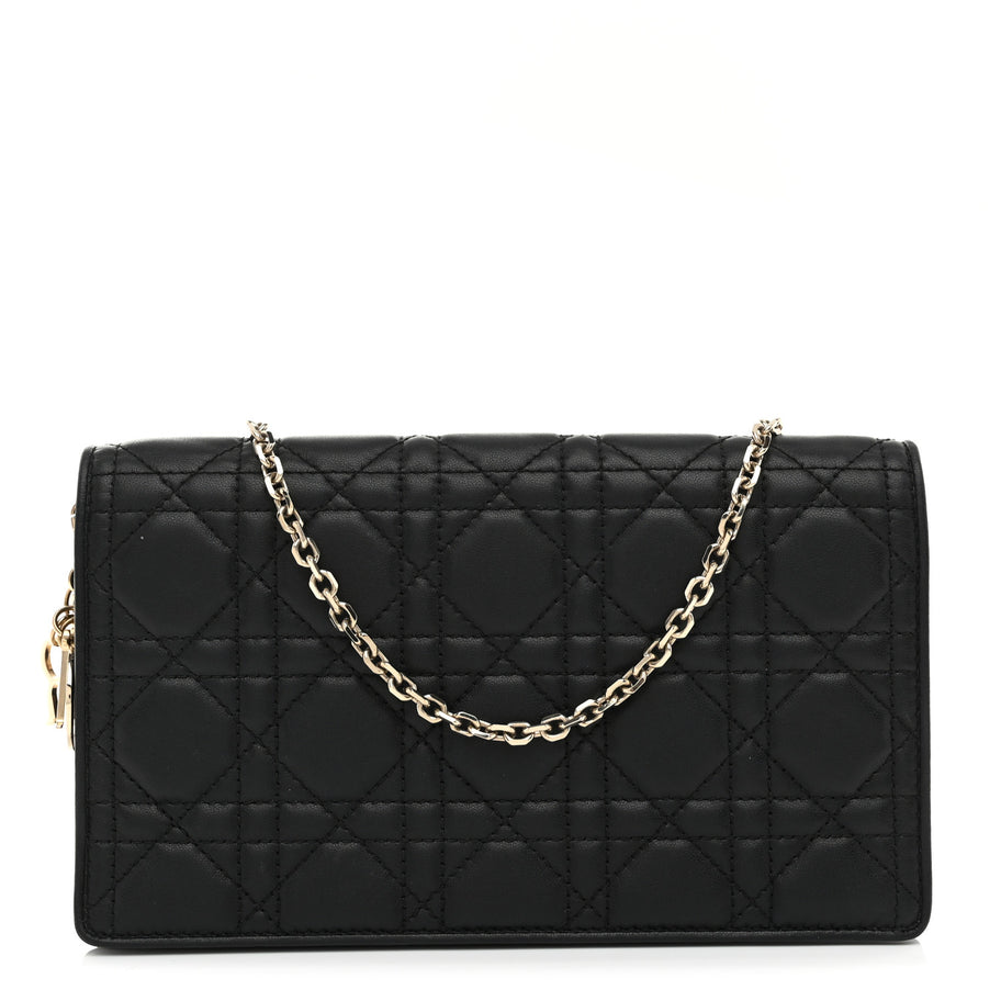 Christian Dior Lambskin Cannage Lady Dior Pouch Black Image 1