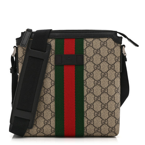 Gucci GG Supreme Monogram Web Messenger Bag Black Image 1