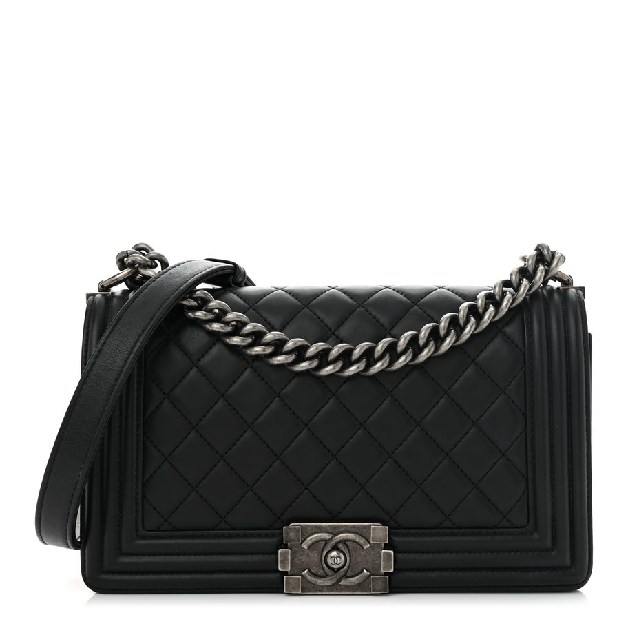 Chanel Lambskin Quilted Medium Boy Flap Black Image 1