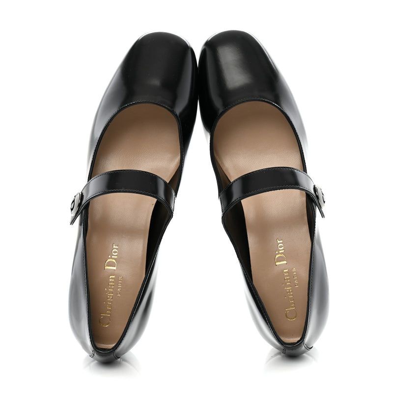  Christian Dior Brushed Calfskin Uniform 30mm Pumps 37.5 Black