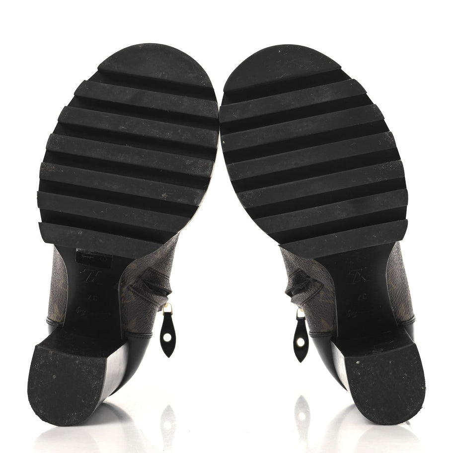 Louis Vuitton Patent Calfskin Monogram Star Trail Ankle Boots 37 Black Image 6