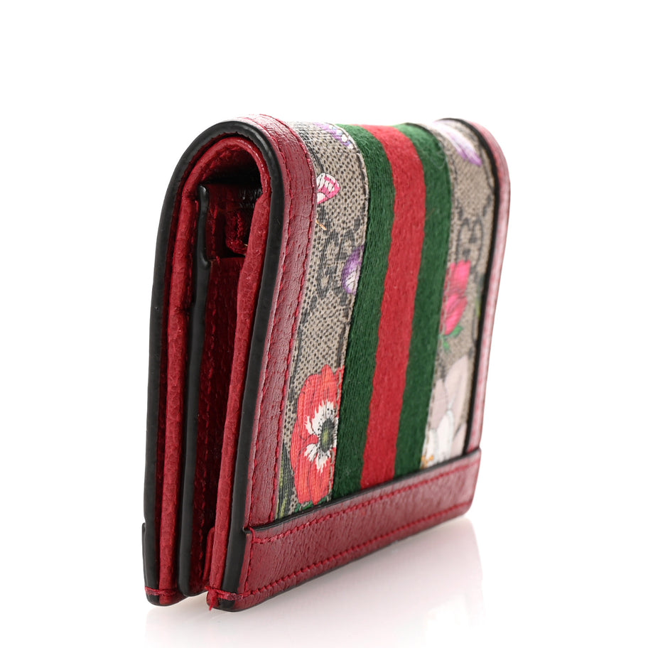 Gucci GG Supreme Monogram Flora Web Ophidia Card Case Red Image 3