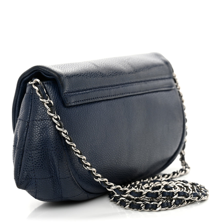 Chanel Caviar Half Moon Wallet On Chain WOC Navy Image 3