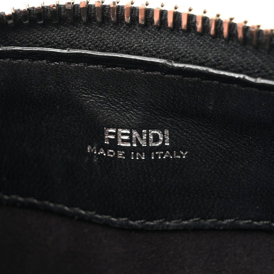 Fendi Shiny Nappa Trapuntata Chain Small DotCom Click Chain Satchel Black Image 7