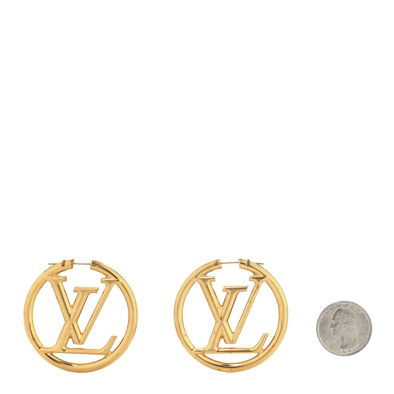  Louis Vuitton Metal Louise Hoop Earrings Gold