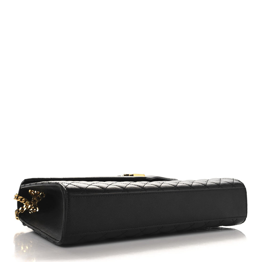 Saint Laurent Grain De Poudre Textured Mixed Matelasse Large Triquilt Monogram Satchel Black Image 4