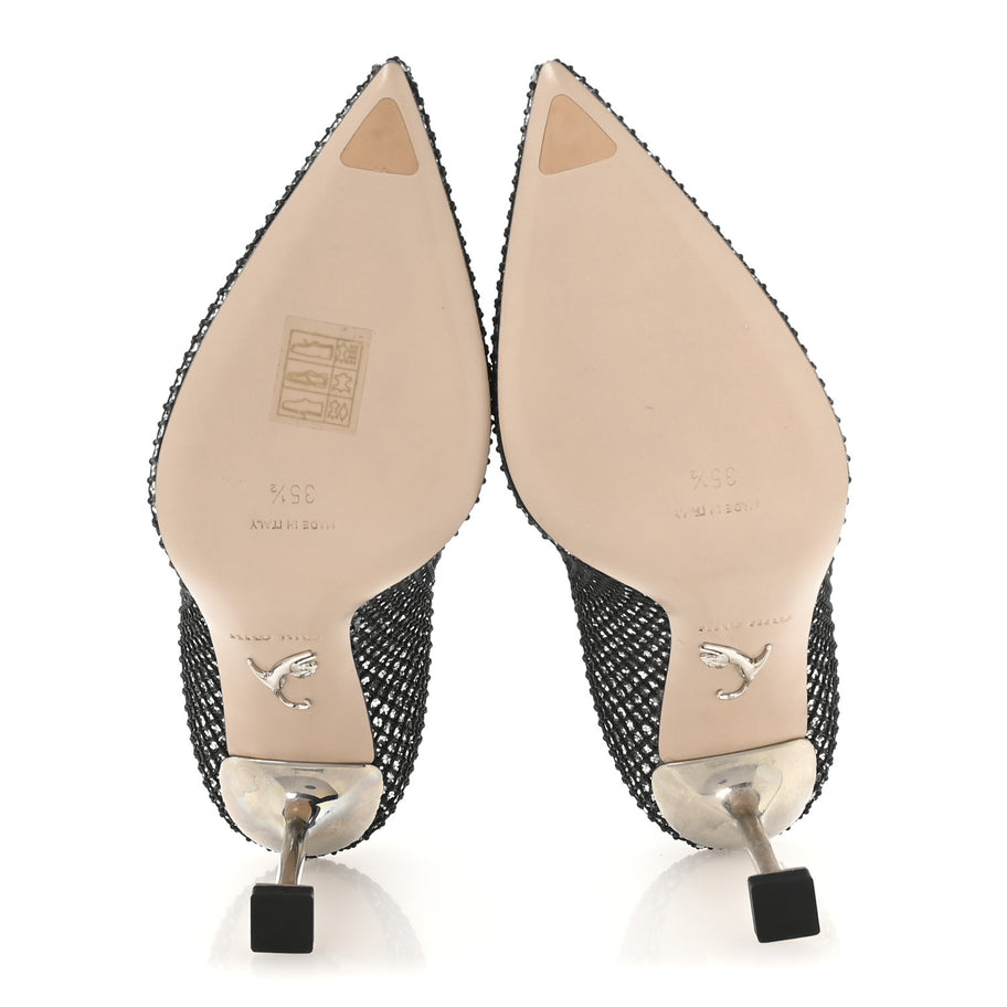 Miu Miu Glitter Rete 85 Pumps 35.5 Silver Black Image 6