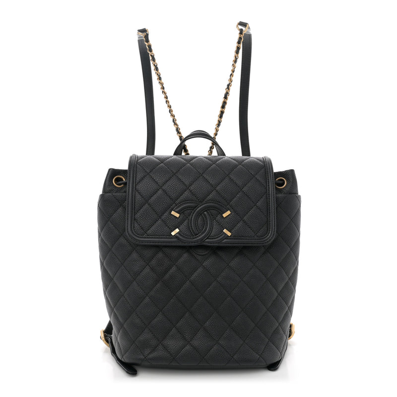  Chanel Caviar Quilted Small Filigree Backpack Black