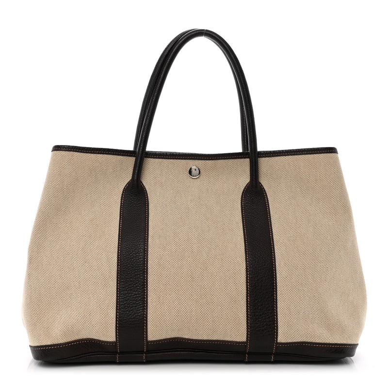  Hermes Buffle Skipper Toile Garden Party 36 MM Tote Marron Fonce