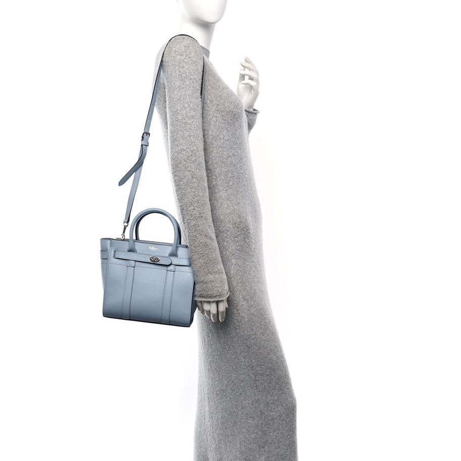Mulberry Micro Classic Grain Mini Zipped Bayswater Poplin Blue Image 2