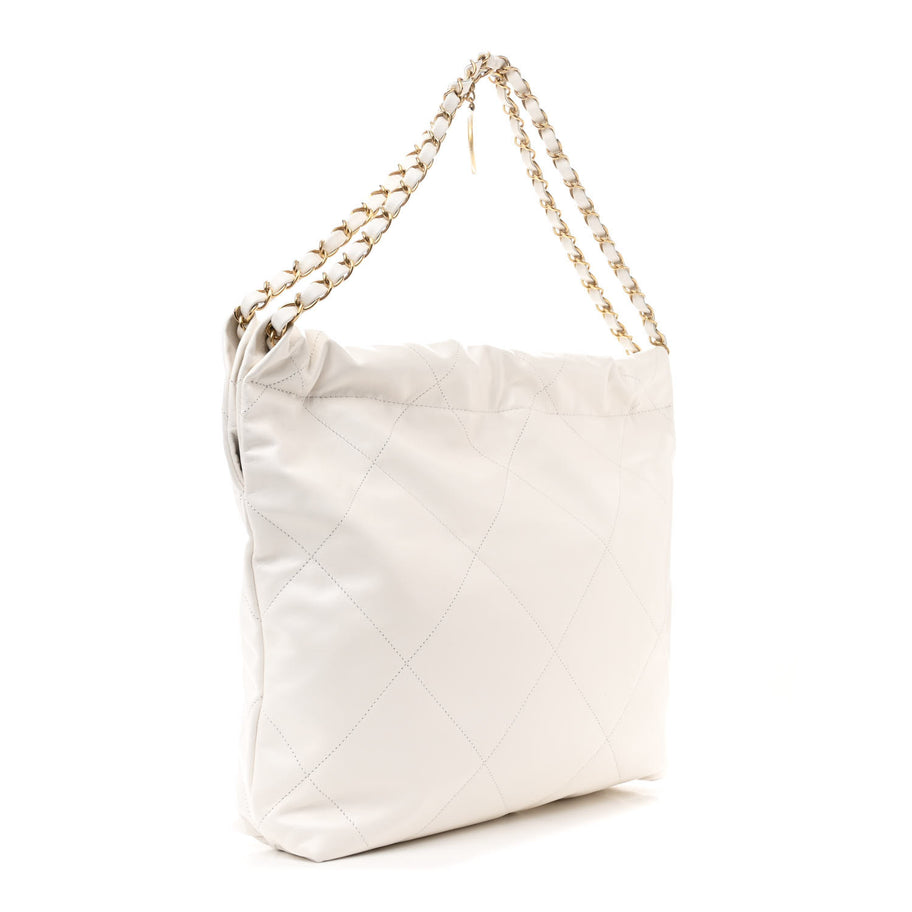 Chanel Shiny Calfskin Quilted Small 22 White Image 4