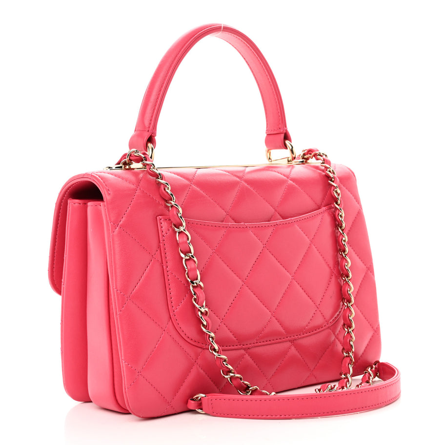 Chanel Lambskin Quilted Small Trendy CC Flap Dual Handle Bag Dark Pink Image 3