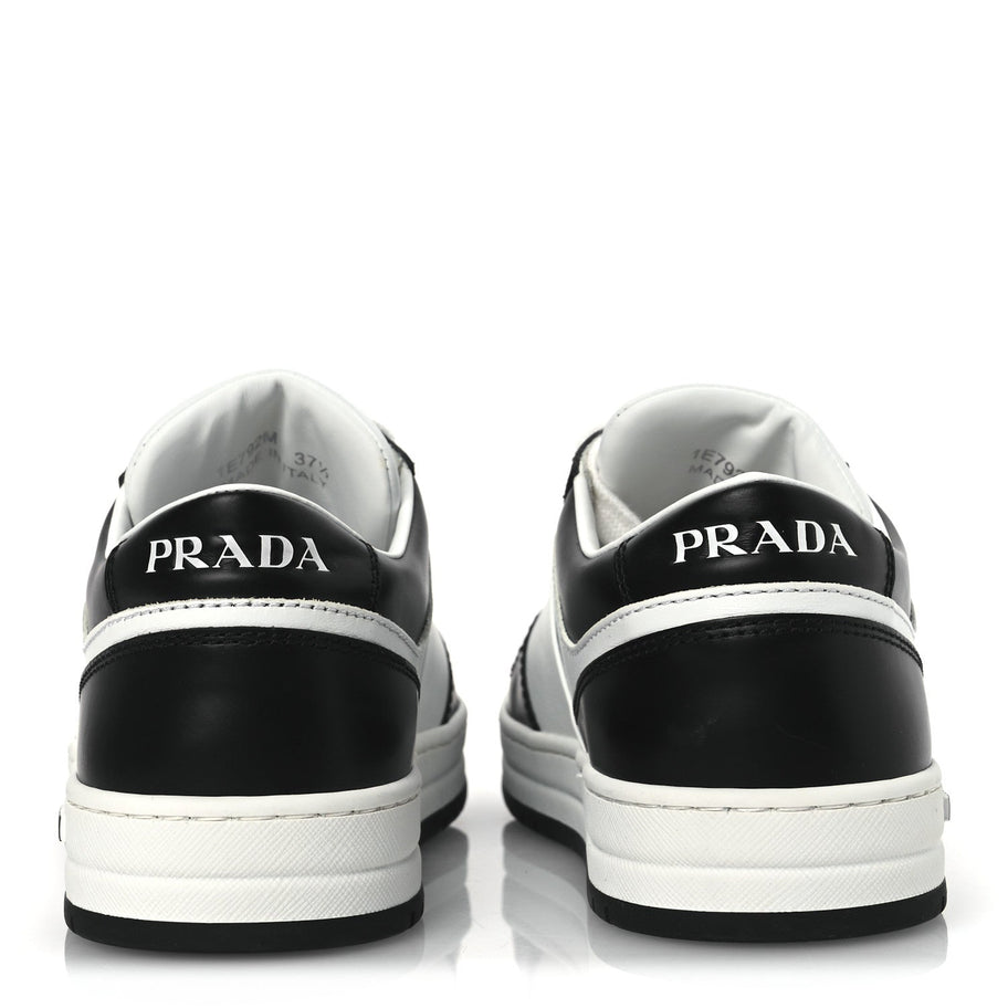 Prada Vitello Sport Spazzolato Rois Metal Triangle Logo Downtown Low Top Sneakers 37.5 White Black Image 6