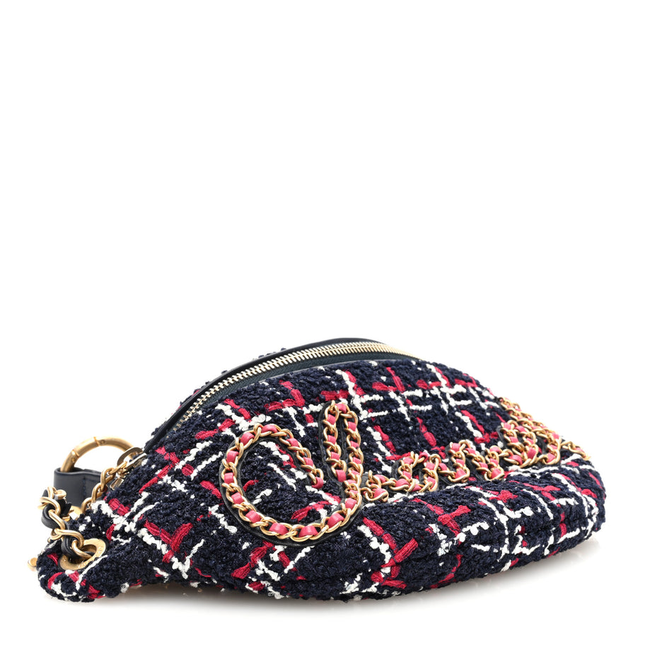 Chanel Tweed Quilted Chain 20s Signe Waist Bag Multicolor Image 4