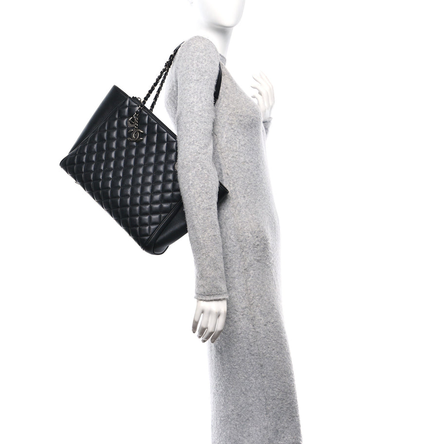 Chanel Lambskin Quilted Shopping Tote Black Image 2