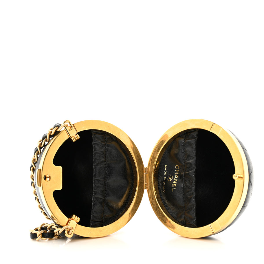 Chanel Lambskin Quilted Sphere Minaudiere Chain Clutch Black Image 5