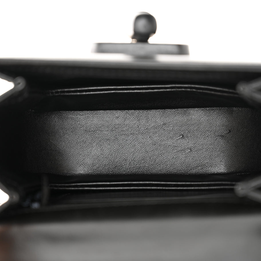 Gucci Boarded Dyana Lux Calfskin Web Monochrome Mini Bamboo 1947 Top Handle Bag Black Image 5