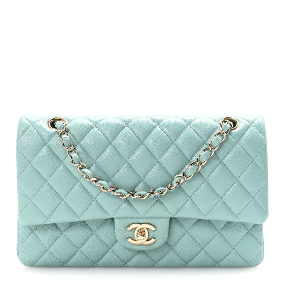 Chanel Caviar Quilted Medium Double Flap Light Blue Image 1