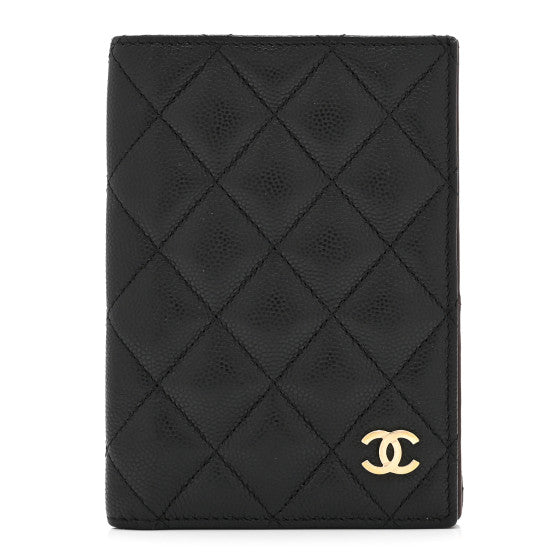  Chanel Caviar Quilted Passport Holder Black