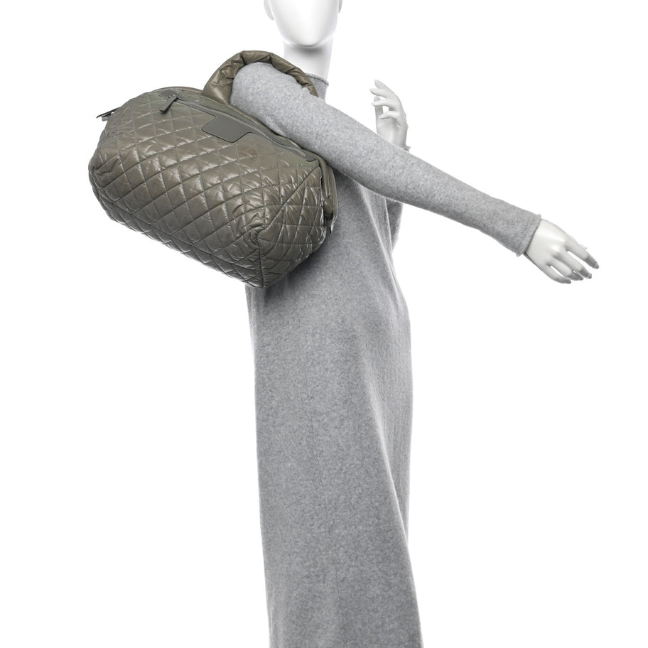 Chanel Nylon Quilted Coco Cocoon Bowler Green Image 2