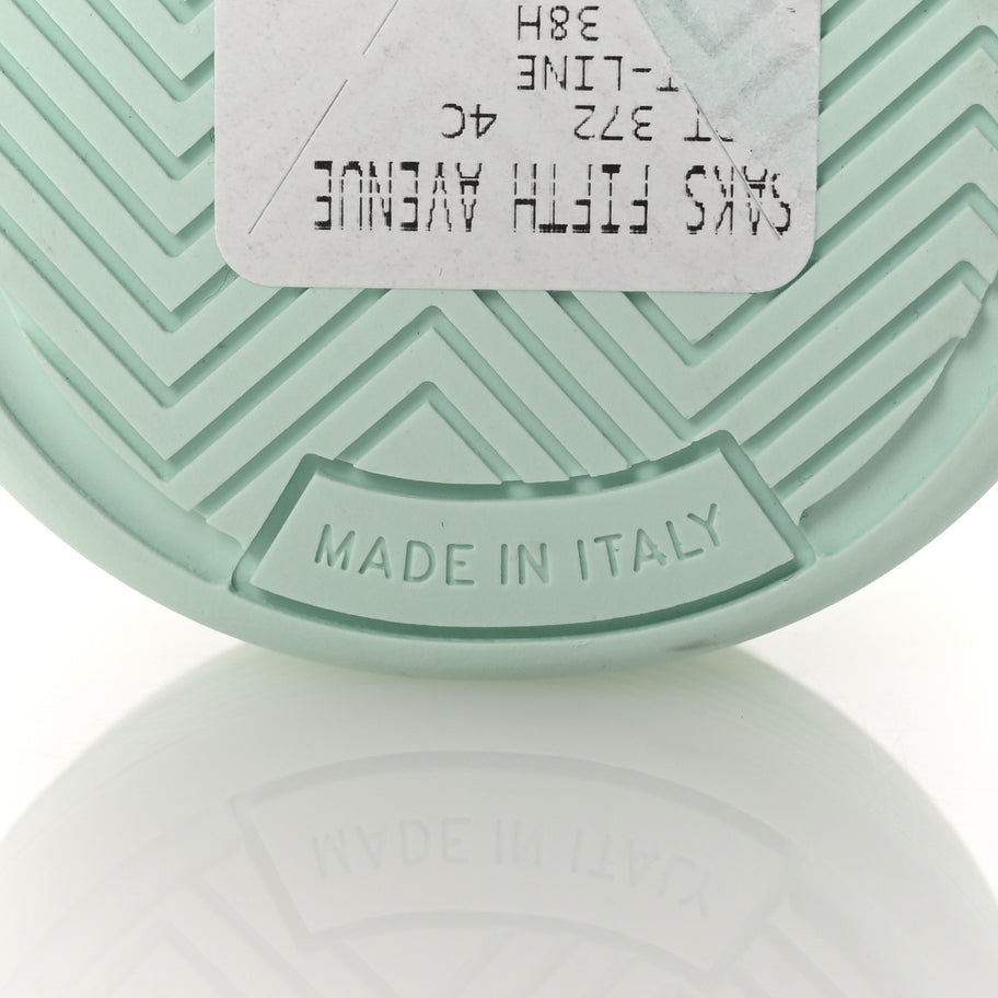 Chanel Cotton Sneakers 38.5 Light Turquoise White Image 7