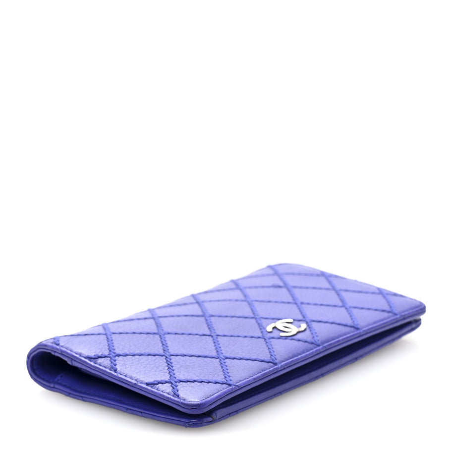 Chanel Calfskin Stitched Fancy CC Yen Wallet Blue Image 4