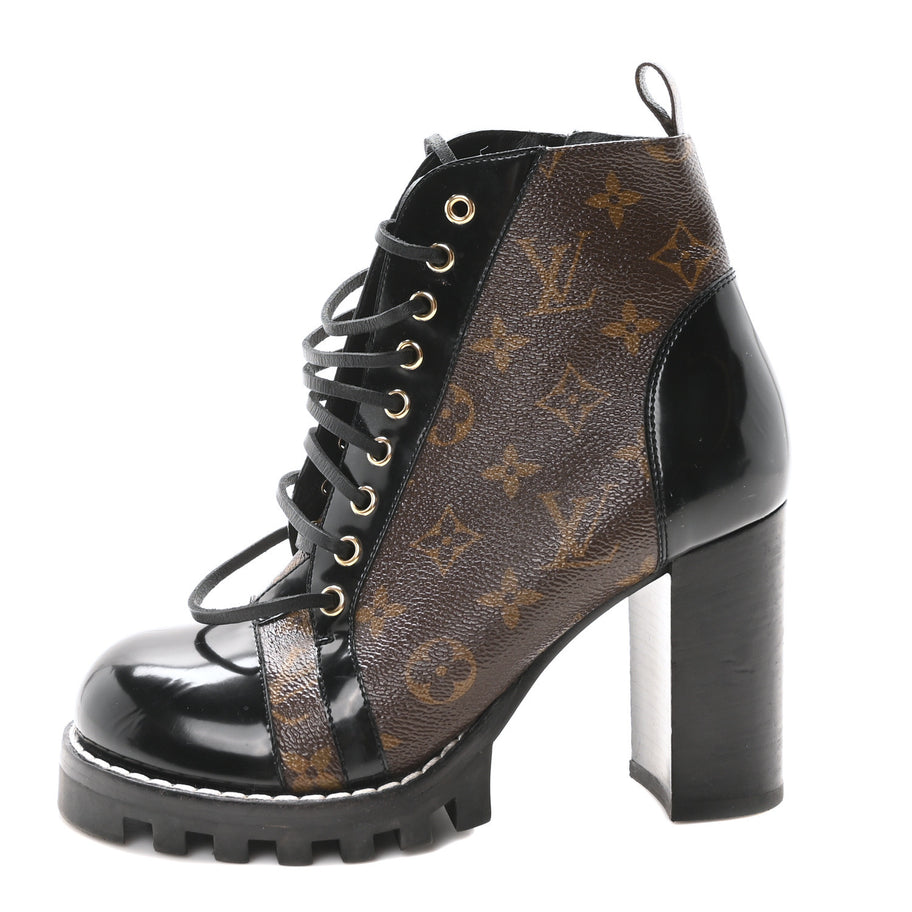 Louis Vuitton Patent Calfskin Monogram Star Trail Ankle Boots Black Image 1