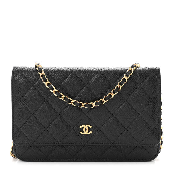  Chanel Caviar Quilted Wallet On Chain WOC Black