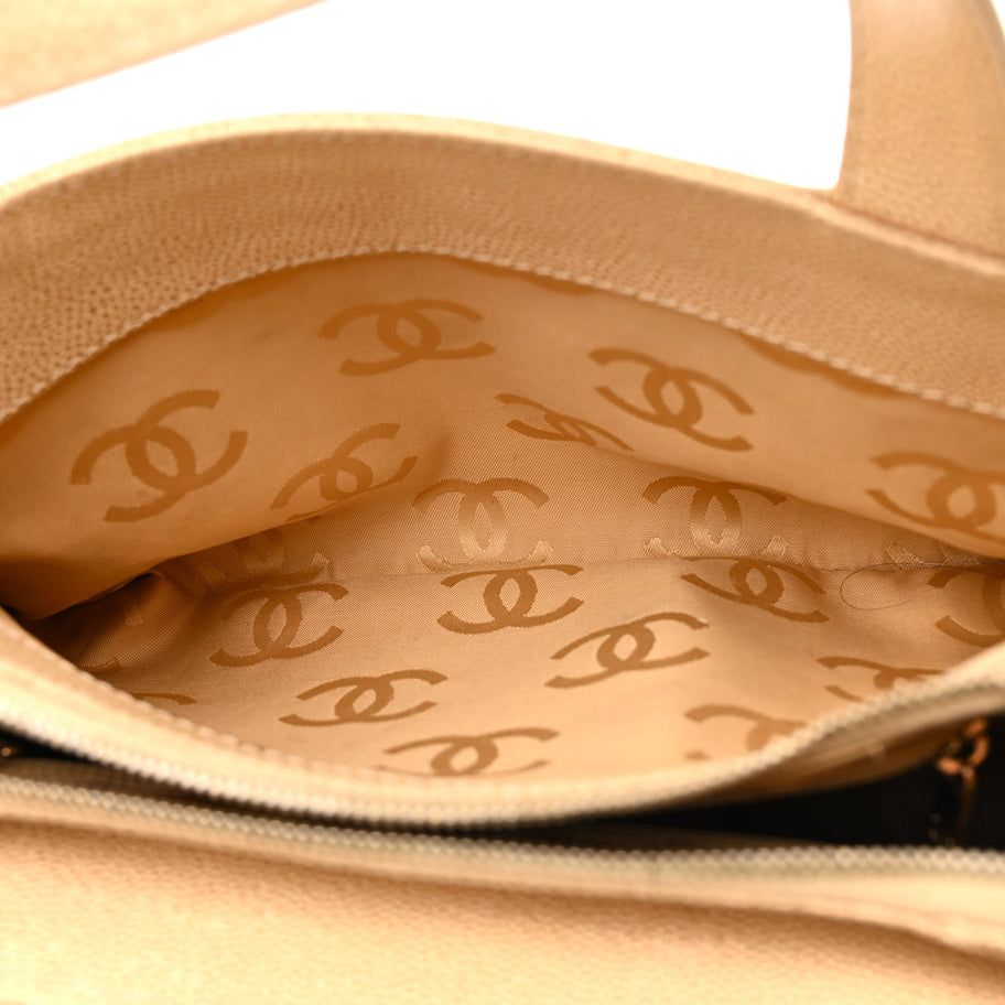 Chanel Caviar CC Shoulder Bag Beige Image 5