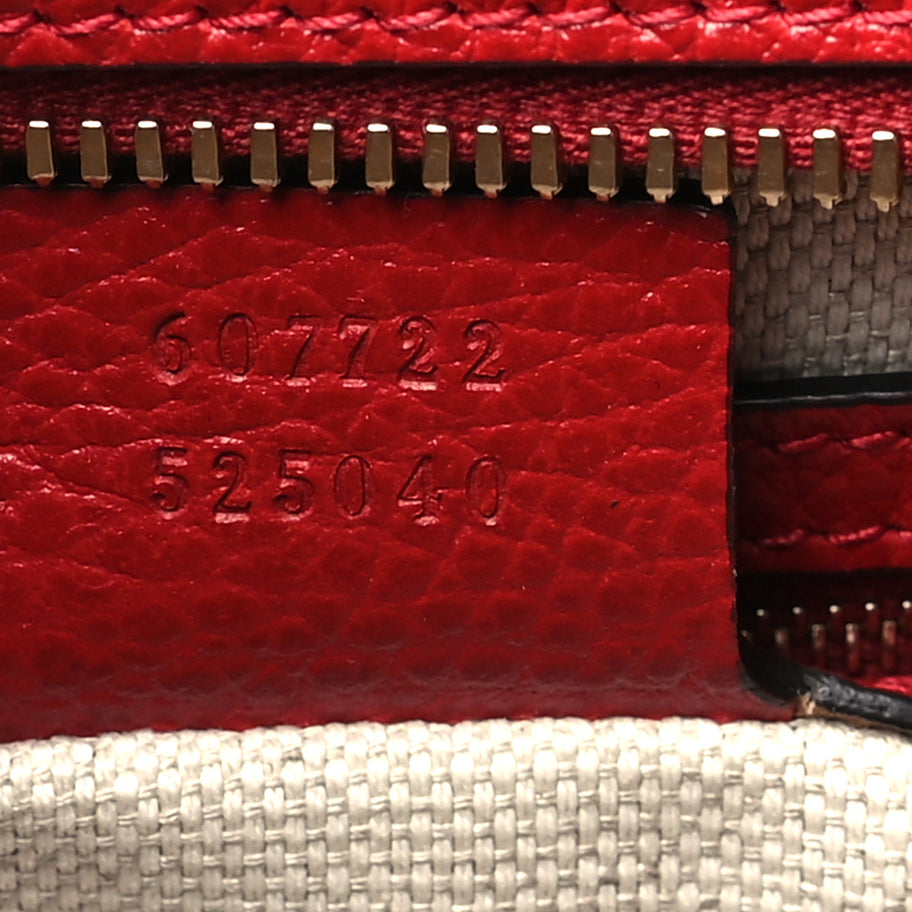 Gucci Dollar Calfskin Medium Soho Top Handle Satchel Hibiscus Red Image 7