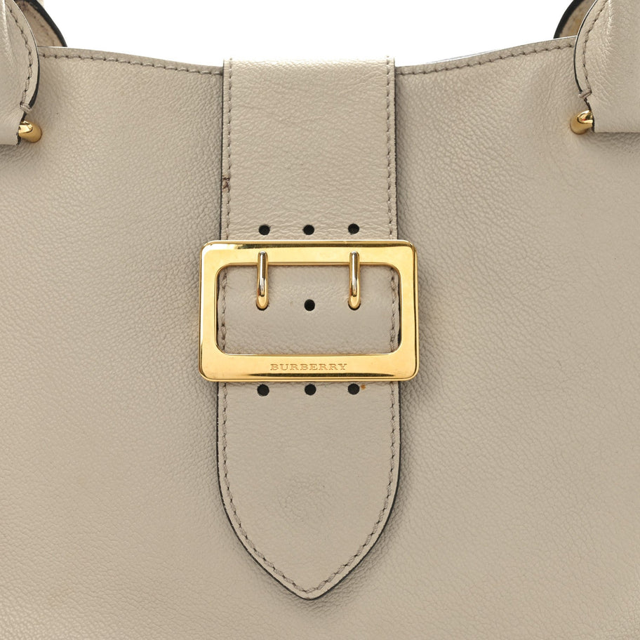 Burberry Soft Grain Calfskin Medium Buckle Tote Limestone Image 7