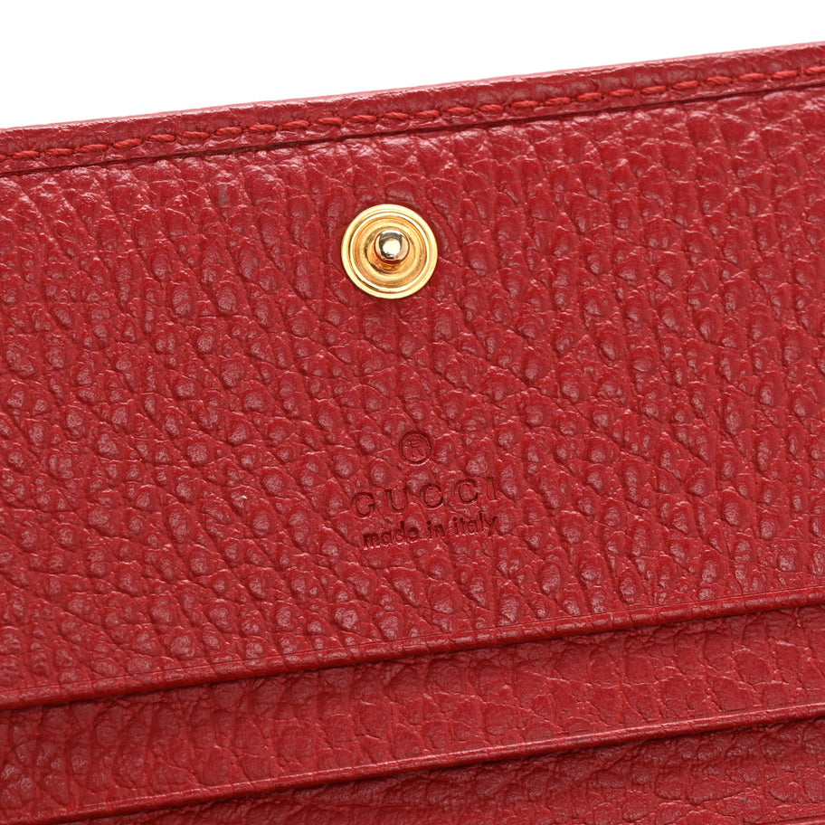 Gucci Pebbled Calfskin GG Marmont Card Case Hibiscus Red Image 6