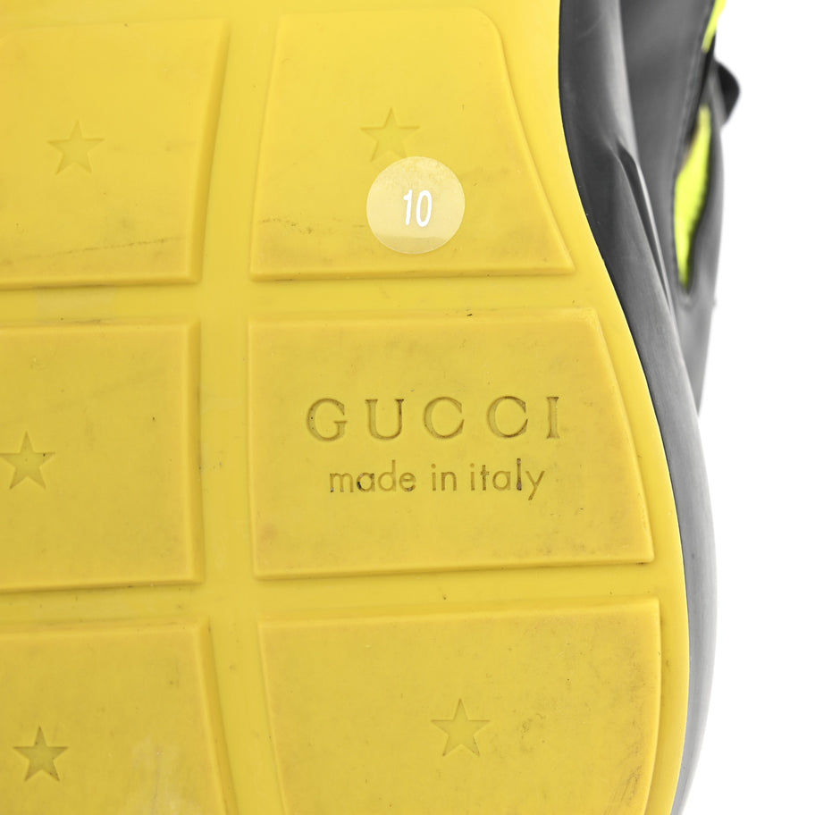 Gucci Demetra Web Mens Rhyton Cut Out Sneakers 10 Black Yellow Fluo Image 7