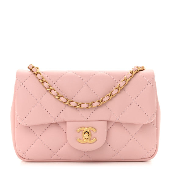  Chanel Lambskin Quilted Mini Heart Charms Flap Light Pink