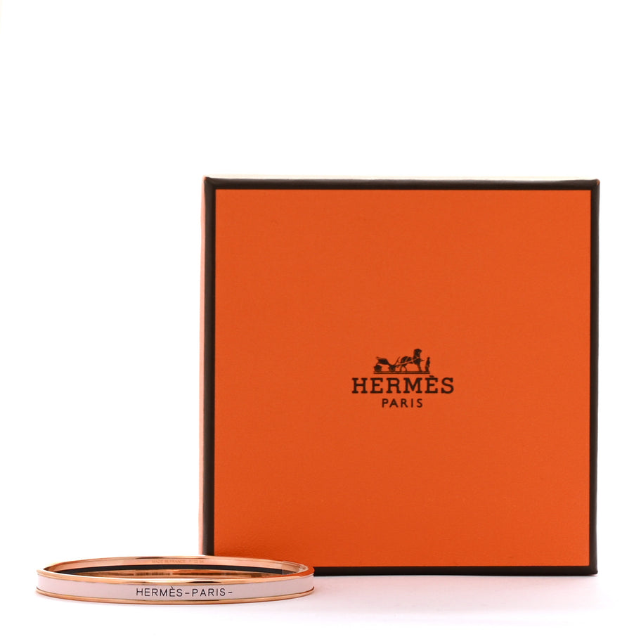 Hermes Enamel Extra Narrow Uni Bracelet 65 Rose Candeur Image 6