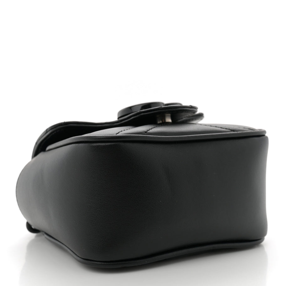 Gucci Calfskin Matelasse Monochrome GG Marmont Chain Mini Belt Bag Black Image 4