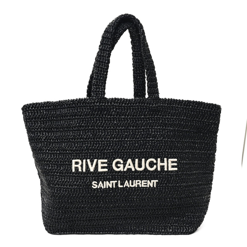  Saint Laurent Raffia Rive Gauche Tote Black