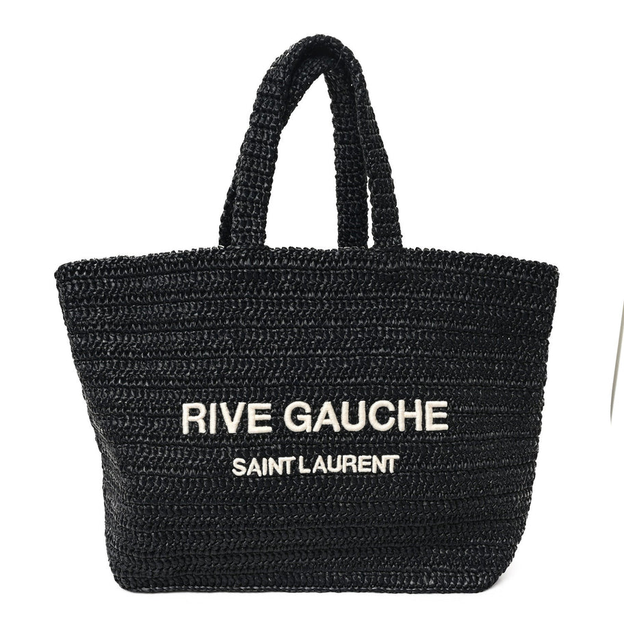 Saint Laurent Raffia Rive Gauche Tote Black Image 1