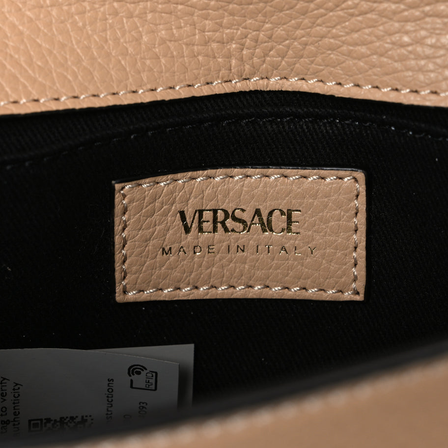 Versace Grained Calfskin Virtus Mini Chain Bag Beige Image 6
