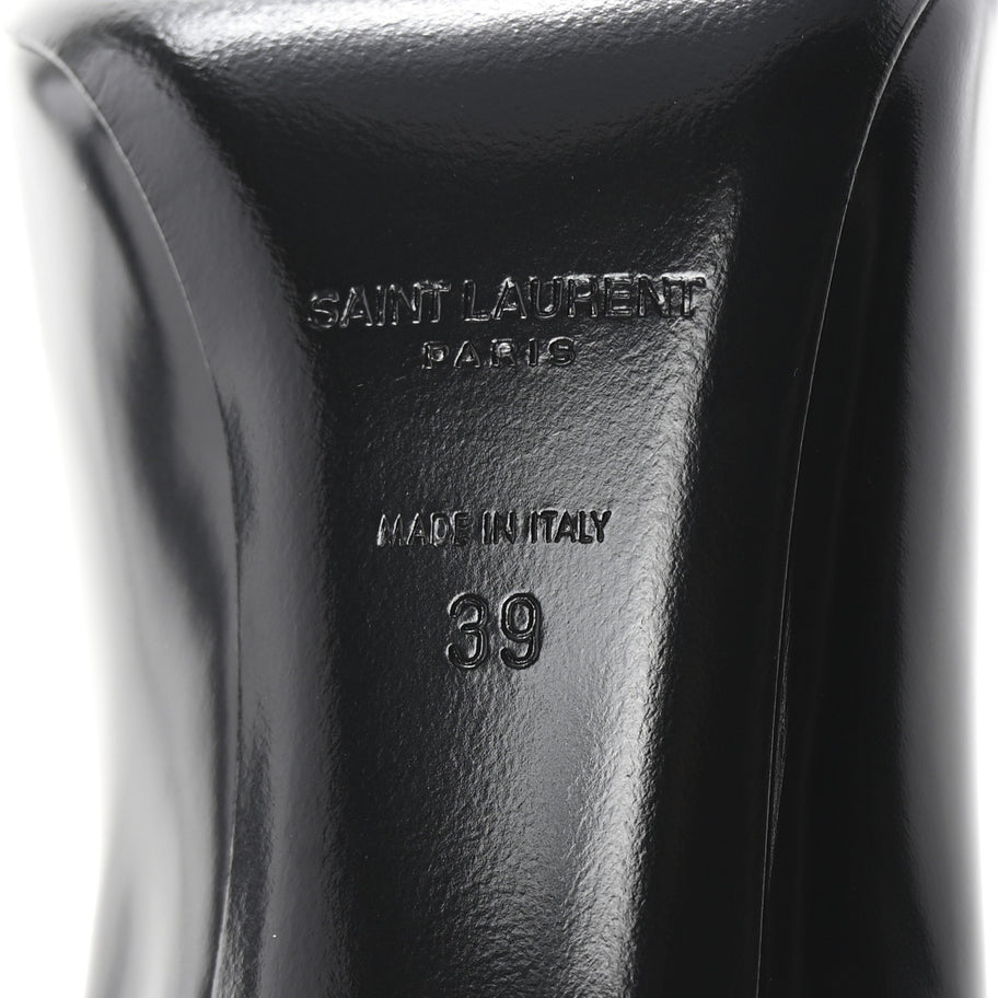 Saint Laurent Patent Calfskin Teddy High Vamp 105 Pumps 39 Black Image 7
