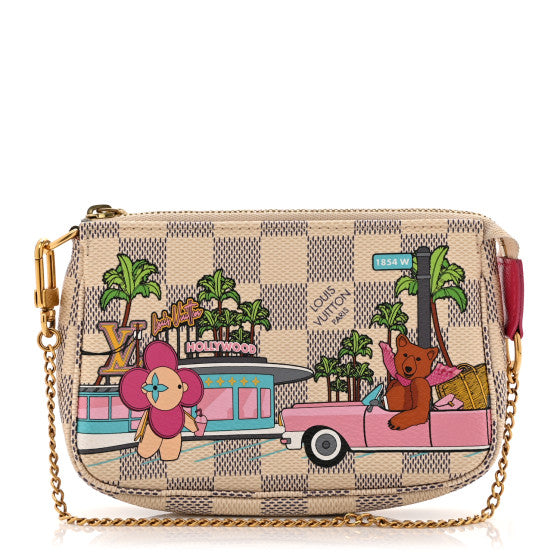  Louis Vuitton Damier Azur 2021 Christmas Animation Hollywood Mini Pochette Accessories Fuchsia