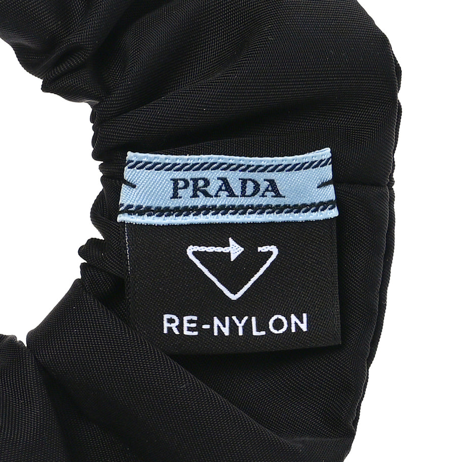 Prada Re-Nylon Metal Logo Scrunchie Black Image 3