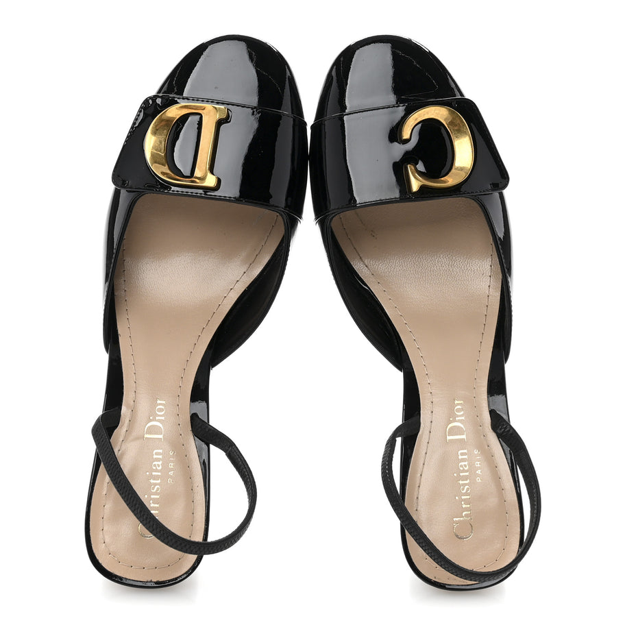 Christian Dior Patent C'est Dior Slingback Pumps 38 Black Image 2